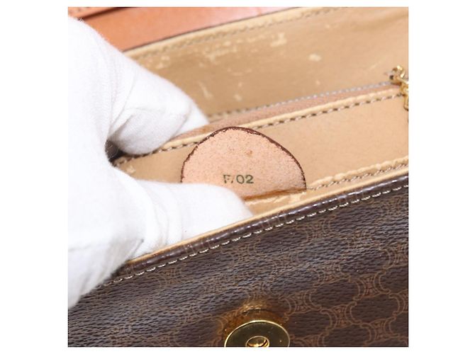 Céline Sac à main en toile Macadam CELINE en cuir PVC 2 en 1 marron or Auth 153821 Doré - vue 12