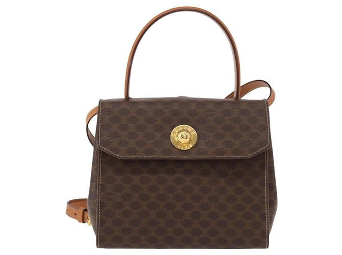 Céline Sac à main en toile Macadam CELINE en cuir PVC 2 en 1 marron or Auth 153821 Doré - vue 13