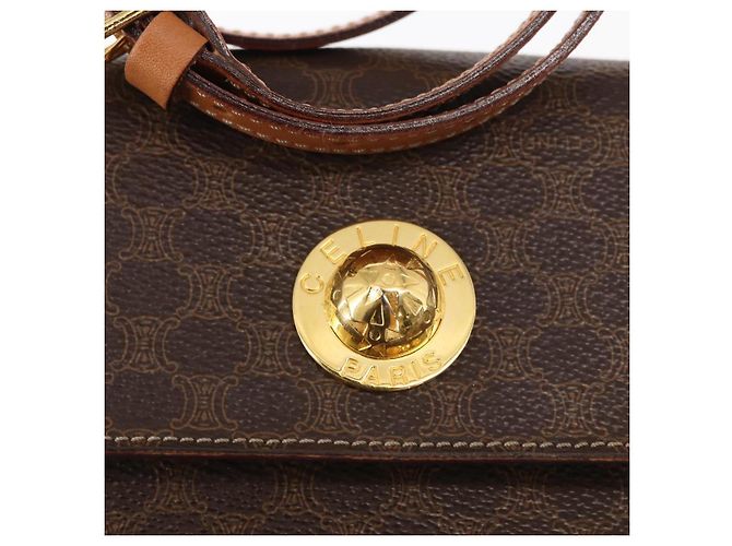 Céline Sac à main en toile Macadam CELINE en cuir PVC 2 en 1 marron or Auth 153821 Doré - vue 20