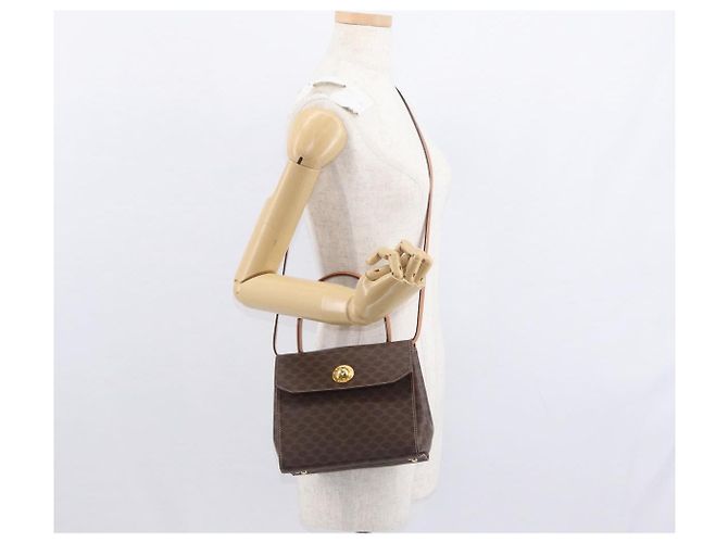 Céline Sac à main en toile Macadam CELINE en cuir PVC 2 en 1 marron or Auth 153821 Doré - vue 25