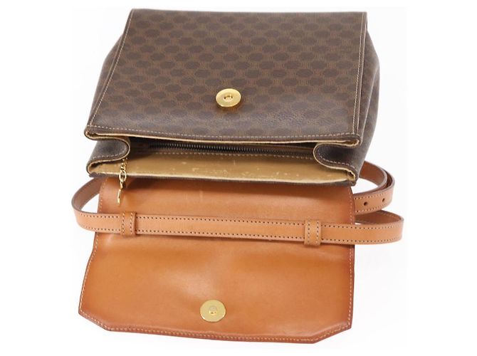 Céline Sac à main en toile Macadam CELINE en cuir PVC 2 en 1 marron or Auth 153821 Doré - vue 9