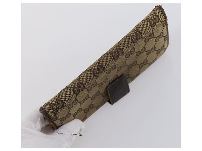 Portafoglio in pelle GG Supreme Gucci 4 pezzi Nero Beige Auth 153445 - vista 10