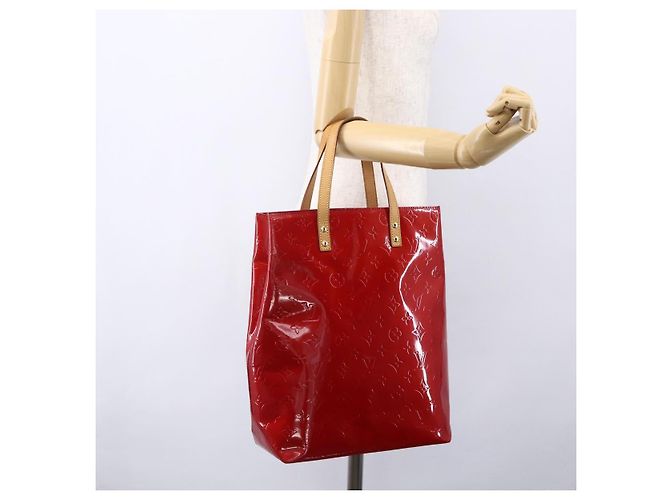 LOUIS VUITTON Monogram Vernis Reade MM Borsa a Mano Rossa M91086 LV Auth ep12185 Rosso - vista 20