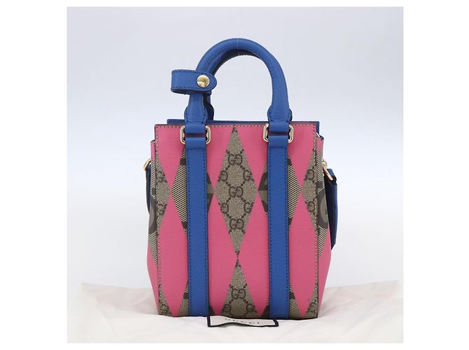 Borsa a mano GUCCI GG Supreme PVC 2in1 Beige Blu Auth 154072SAM - vista 12