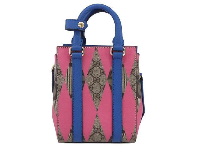Borsa a mano GUCCI GG Supreme PVC 2in1 Beige Blu Auth 154072SAM - vista 13