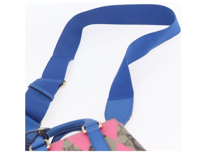 Borsa a mano GUCCI GG Supreme PVC 2in1 Beige Blu Auth 154072SAM - vista 14