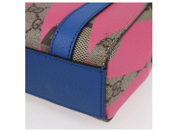 Borsa a mano GUCCI GG Supreme PVC 2in1 Beige Blu Auth 154072SAM - vista 15