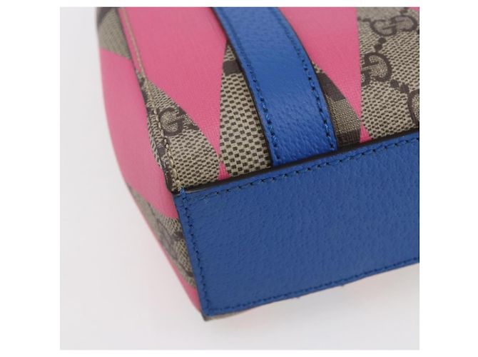 Borsa a mano GUCCI GG Supreme PVC 2in1 Beige Blu Auth 154072SAM - vista 16