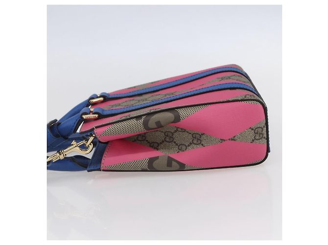 Borsa a mano GUCCI GG Supreme PVC 2in1 Beige Blu Auth 154072SAM - vista 3