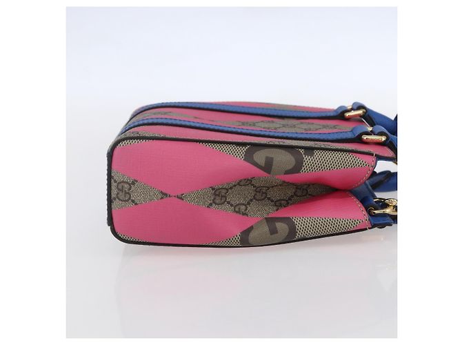 Borsa a mano GUCCI GG Supreme PVC 2in1 Beige Blu Auth 154072SAM - vista 4