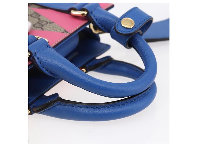 Borsa a mano GUCCI GG Supreme PVC 2in1 Beige Blu Auth 154072SAM - vista 7