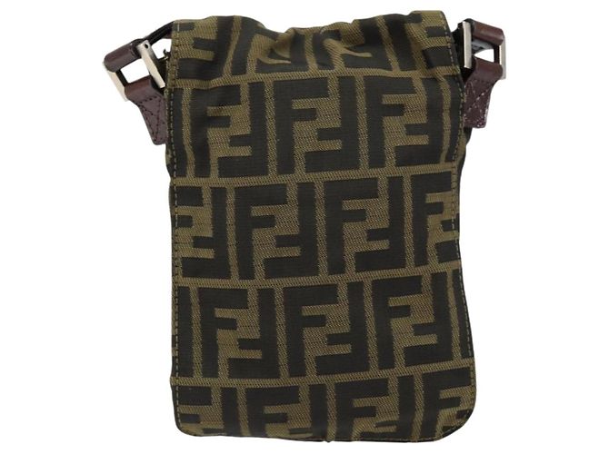 FENDI Zucca Canvas Shoulder Bag Black Brown Auth gh1238 - view 2