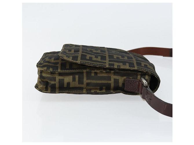 FENDI Zucca Canvas Shoulder Bag Black Brown Auth gh1238 - view 3
