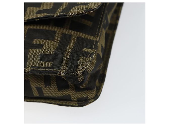 FENDI Zucca Canvas Shoulder Bag Black Brown Auth gh1238 - view 5