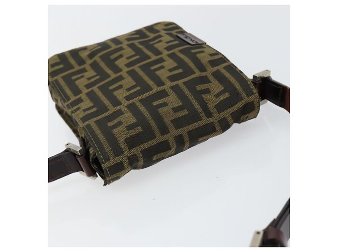 FENDI Zucca Canvas Shoulder Bag Black Brown Auth gh1238 - view 6