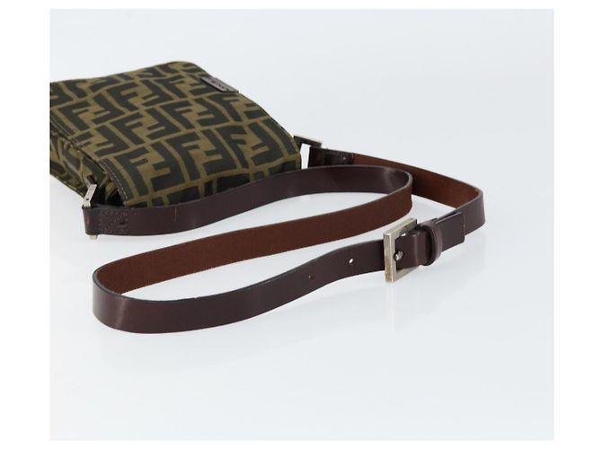 FENDI Zucca Canvas Shoulder Bag Black Brown Auth gh1238 - view 7
