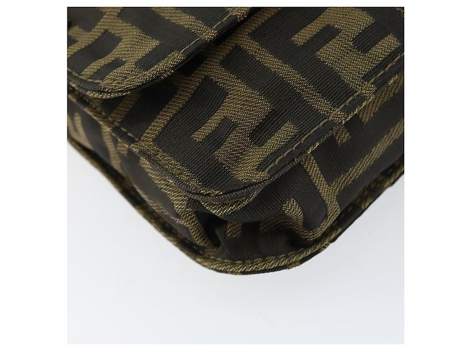 FENDI Zucca Canvas Shoulder Bag Black Brown Auth gh1238 - view 9