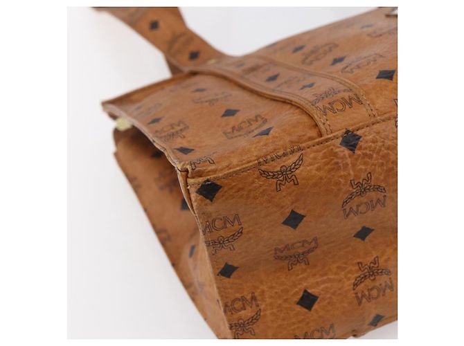 Borsa a Spalla MCM Logogram Vicetos in Pelle PVC Marrone Oro Auth gh1241 D'oro - vista 14
