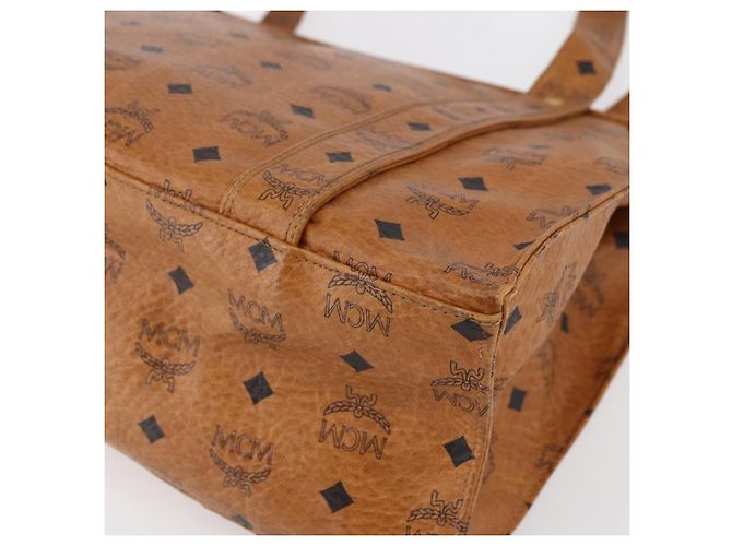 Borsa a Spalla MCM Logogram Vicetos in Pelle PVC Marrone Oro Auth gh1241 D'oro - vista 15