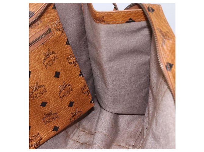 Borsa a Spalla MCM Logogram Vicetos in Pelle PVC Marrone Oro Auth gh1241 D'oro - vista 19