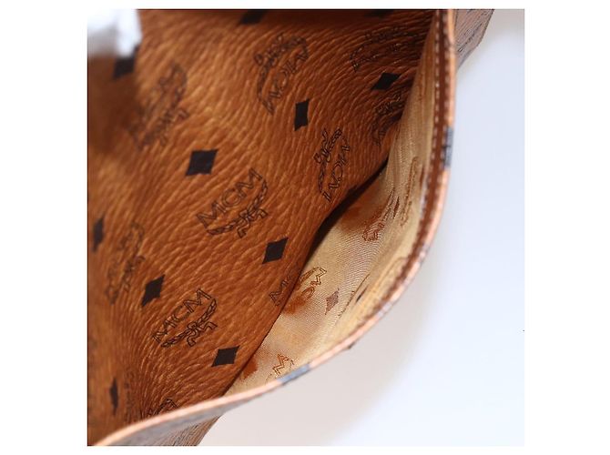 Borsa a Spalla MCM Logogram Vicetos in Pelle PVC Marrone Oro Auth gh1241 D'oro - vista 22