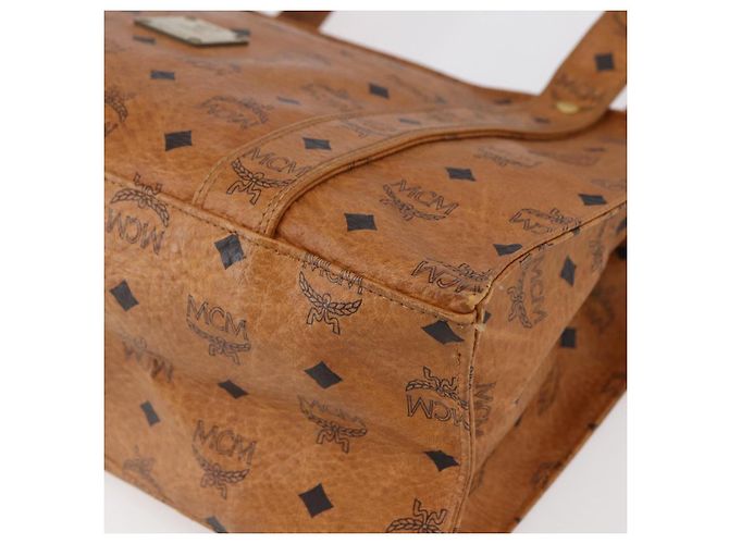 Borsa a Spalla MCM Logogram Vicetos in Pelle PVC Marrone Oro Auth gh1241 D'oro - vista 9