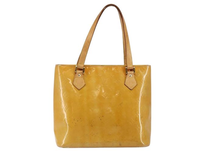 LOUIS VUITTON Bolsa de Mão Houston Monogram Vernis Bege M91004 LV Auth th6384 - vista 13