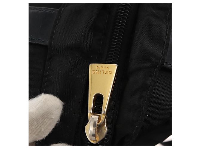 Céline Borsa Tote CELINE Nylon Smalto 2in1 Nero Oro Auth BA6881 D'oro - vista 15