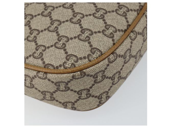 Borsa a Spalla GUCCI GG PLUS in Tela Pelle PVC Beige Auth th6401 - vista 11