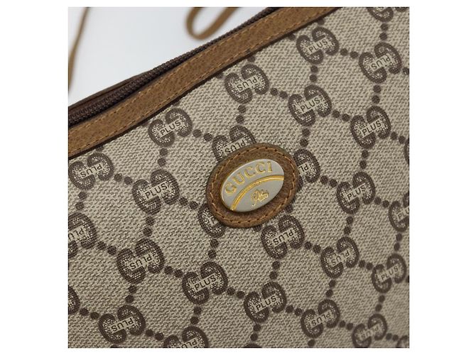 Borsa a Spalla GUCCI GG PLUS in Tela Pelle PVC Beige Auth th6401 - vista 14