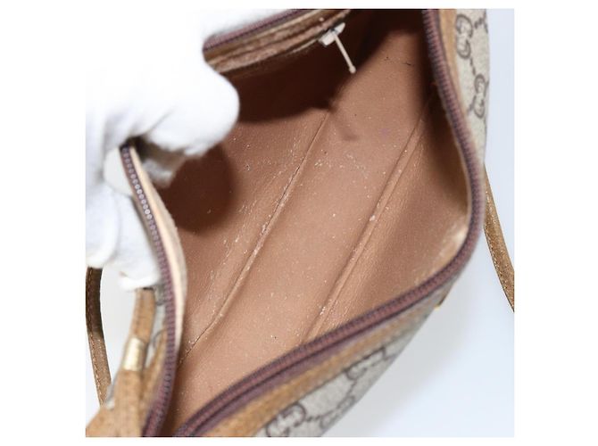 Borsa a Spalla GUCCI GG PLUS in Tela Pelle PVC Beige Auth th6401 - vista 17