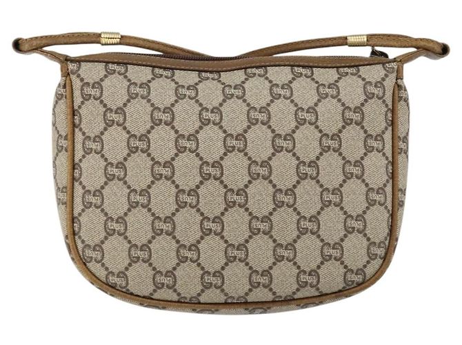 Borsa a Spalla GUCCI GG PLUS in Tela Pelle PVC Beige Auth th6401 - vista 3