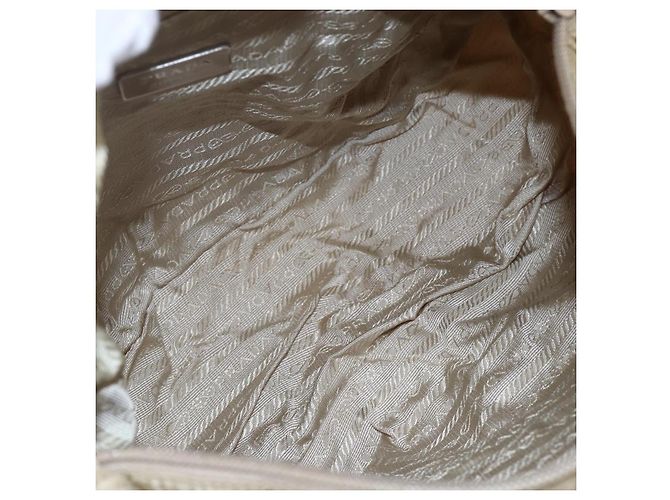 Bolsa de Ombro PRADA Nylon Bege Prata Autêntica mr1533 - vista 10