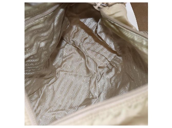 Bolsa de Ombro PRADA Nylon Bege Prata Autêntica mr1533 - vista 23