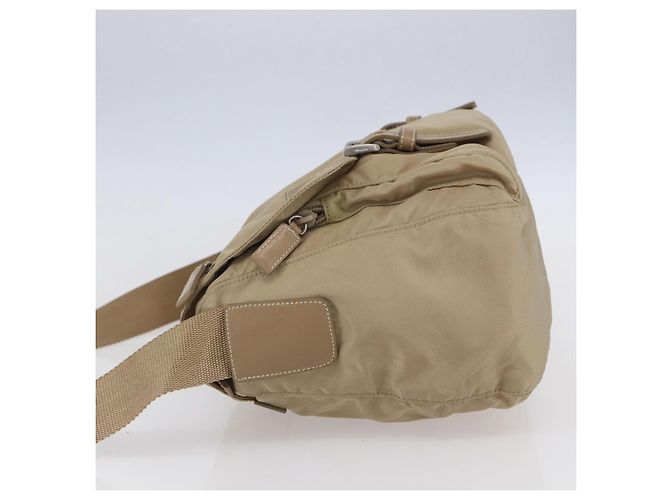 Bolsa de Ombro PRADA Nylon Bege Prata Autêntica mr1533 - vista 3