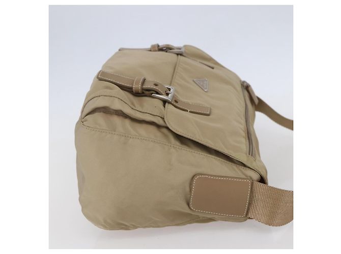 Bolsa de Ombro PRADA Nylon Bege Prata Autêntica mr1533 - vista 4