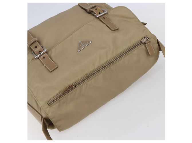 Bolsa de Ombro PRADA Nylon Bege Prata Autêntica mr1533 - vista 6