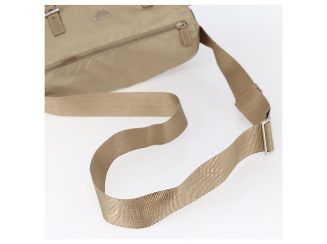 Bolsa de Ombro PRADA Nylon Bege Prata Autêntica mr1533 - vista 7