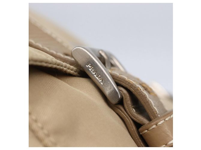 Bolsa de Ombro PRADA Nylon Bege Prata Autêntica mr1533 - vista 8