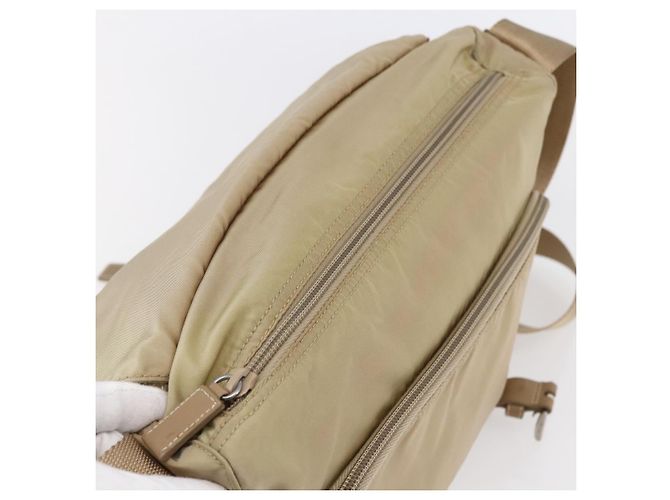 Bolsa de Ombro PRADA Nylon Bege Prata Autêntica mr1533 - vista 9