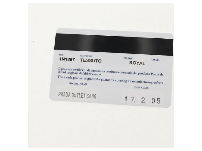 Borsa Clutch PRADA in nylon blu e oro Auth SW1822V D'oro - vista 12