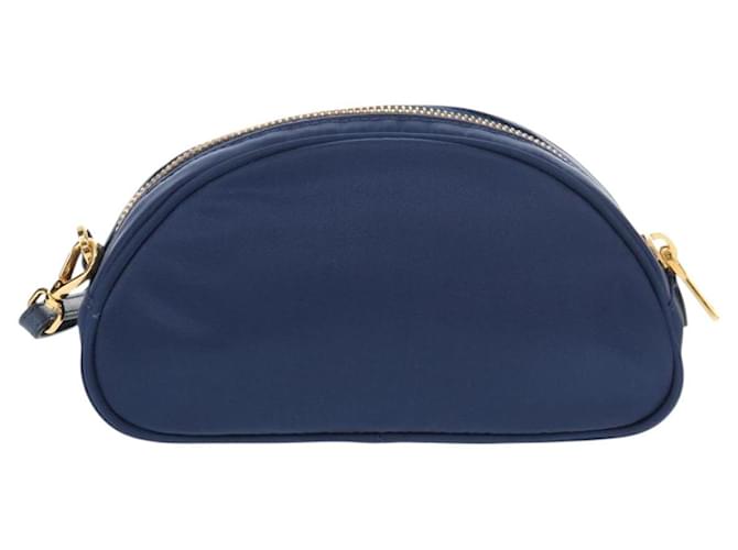 Borsa Clutch PRADA in nylon blu e oro Auth SW1822V D'oro - vista 2