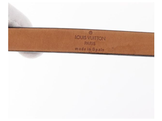 LOUIS VUITTON Gürtel Carre Leder 34,6" Schwarz Silber LV Auth bs30911 - Ansicht 10