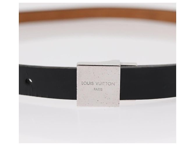 LOUIS VUITTON Gürtel Carre Leder 34,6" Schwarz Silber LV Auth bs30911 - Ansicht 5
