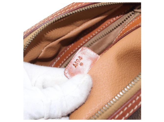 Céline Borsa a mano in tela Macadam CELINE in pelle PVC marrone oro Auth ka213 D'oro - vista 12