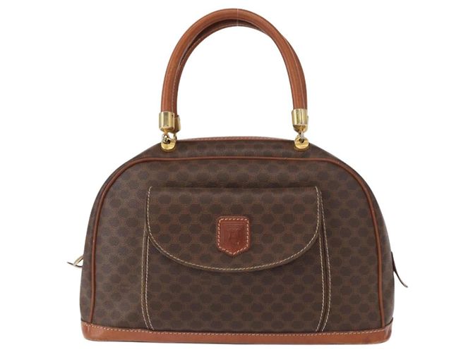 Céline Borsa a mano in tela Macadam CELINE in pelle PVC marrone oro Auth ka213 D'oro - vista 13