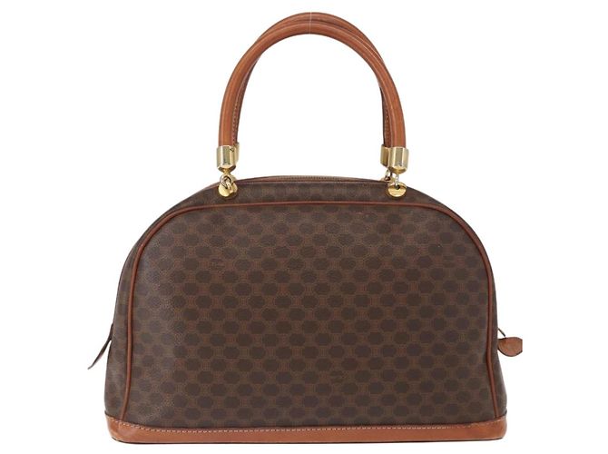 Céline Borsa a mano in tela Macadam CELINE in pelle PVC marrone oro Auth ka213 D'oro - vista 2