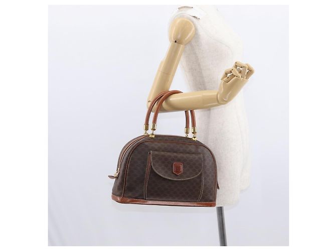 Céline Borsa a mano in tela Macadam CELINE in pelle PVC marrone oro Auth ka213 D'oro - vista 25