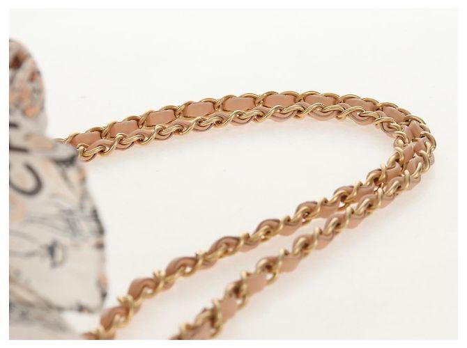 CHANEL Borsa a Spalla Choco Bar con Catena Setosa Rosa Oro CC Auth 144881SAV D'oro - vista 14