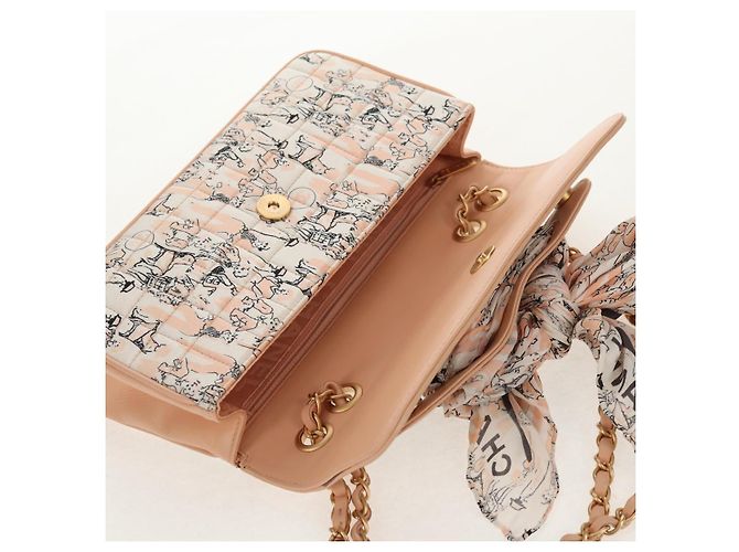 CHANEL Borsa a Spalla Choco Bar con Catena Setosa Rosa Oro CC Auth 144881SAV D'oro - vista 24